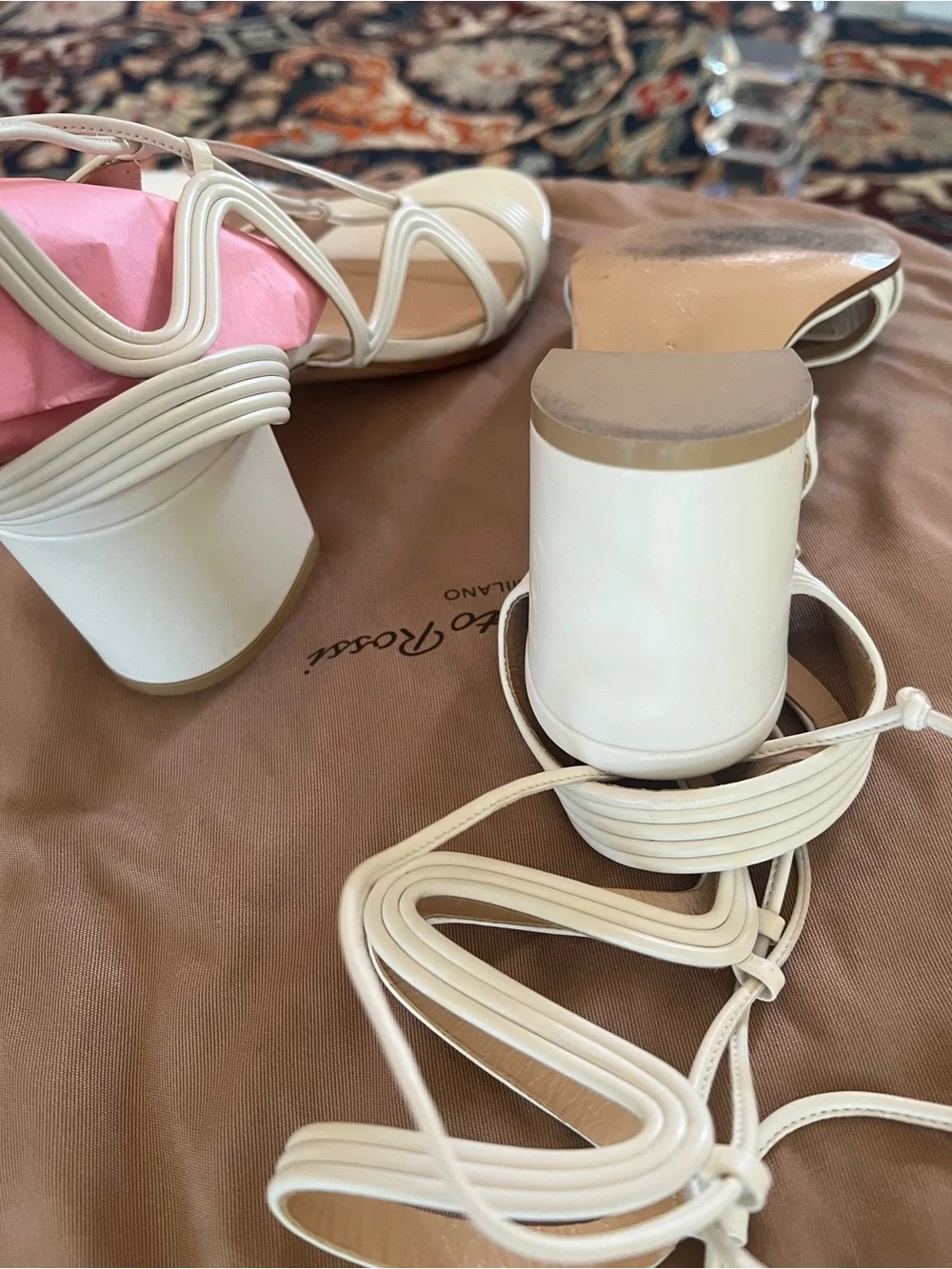Gianvito Rossi ankle strap, white sandals